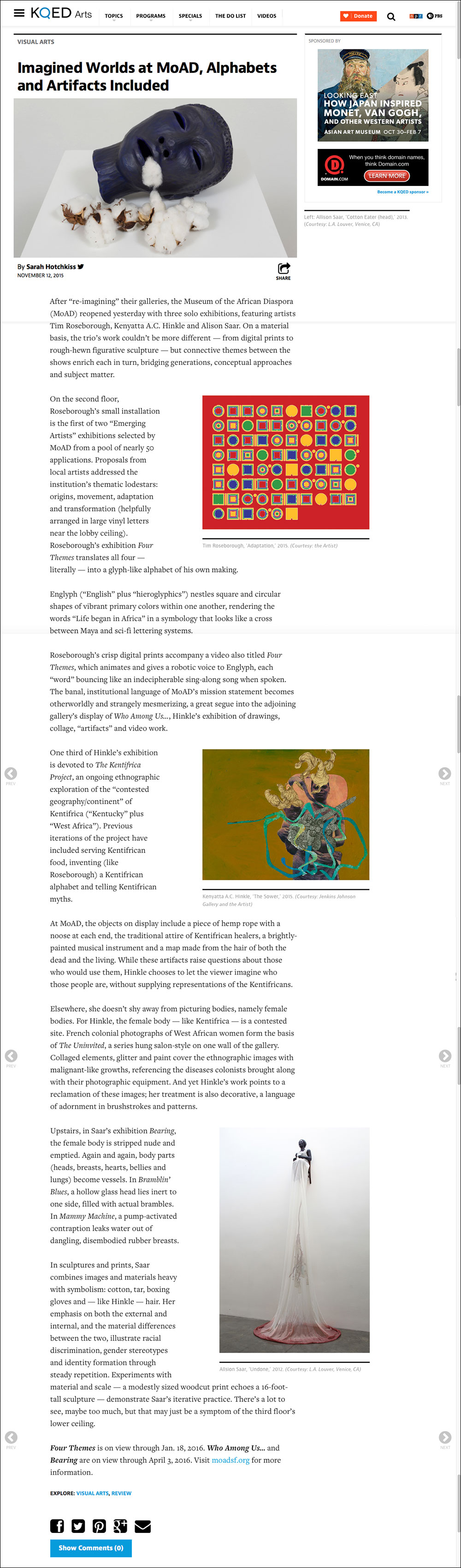 KQED Arts, November 12, 2015