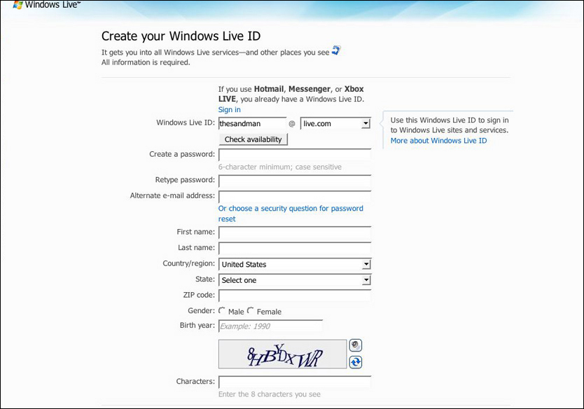 Creating a Hotmail Identity Graphic 1